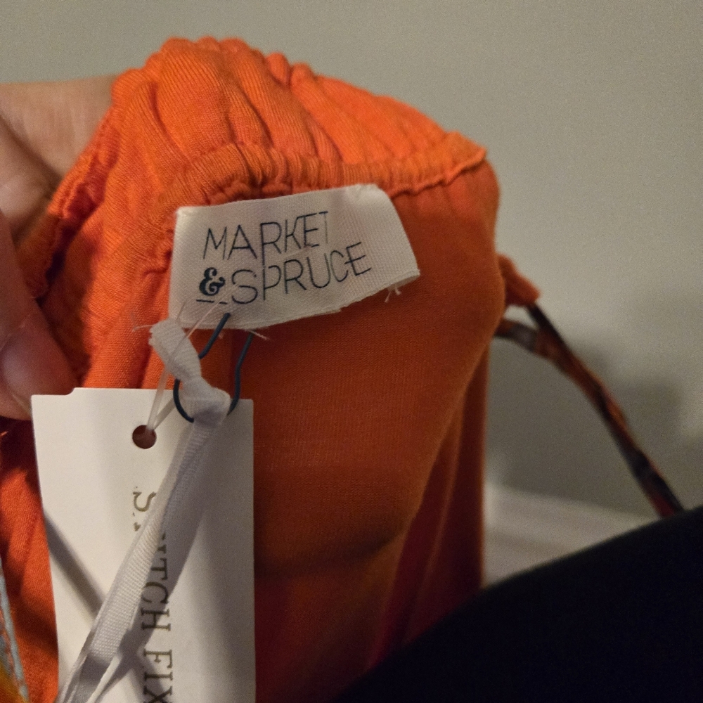 Stitch Fix Market & Spruce XXL orange paisley spaghetti strap tank top blouse - Picture 5 of 7